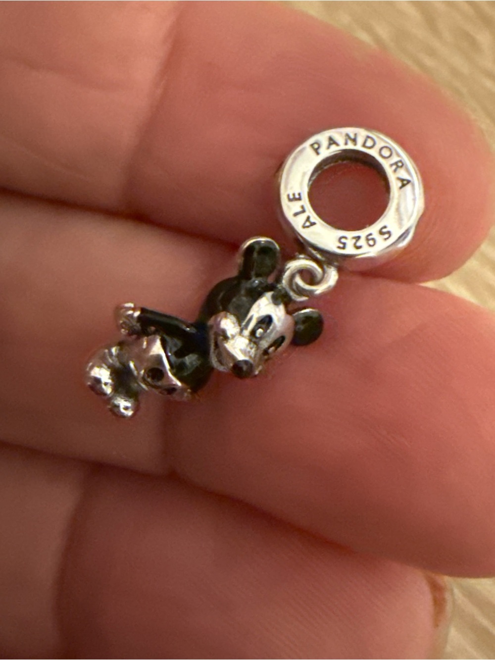Pandora Black and Silver Mickey Mouse Dangle Charm